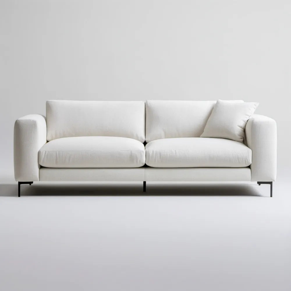 Biała sofa trzyosobowa z tapicerką poliestrową, 220 x 90 x 85 cm