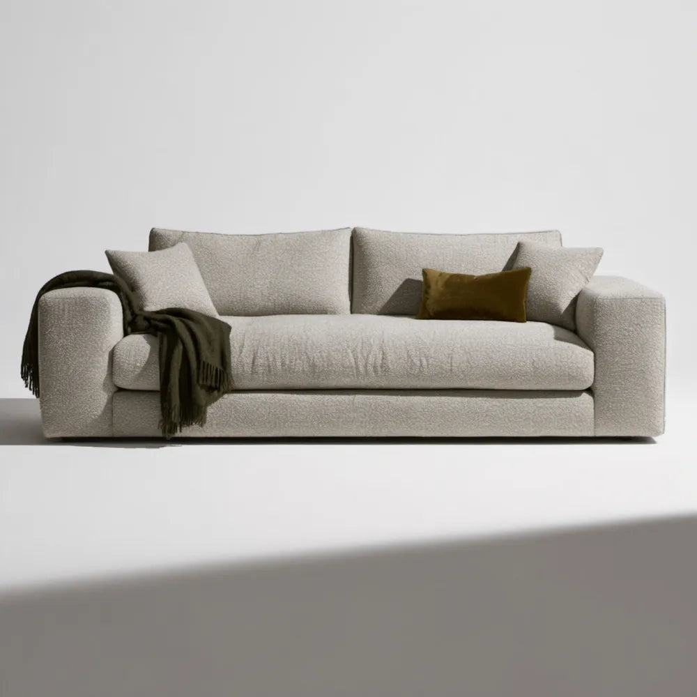 Trzyosobowa sofa bouclé kremowa 220 x 95 x 85 cm