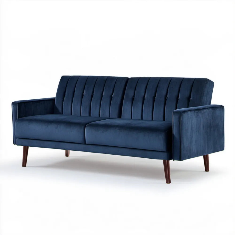 Granatowa sofa 2-osobowa z aksamitu poliestrowego 180 x 82 x 85 cm