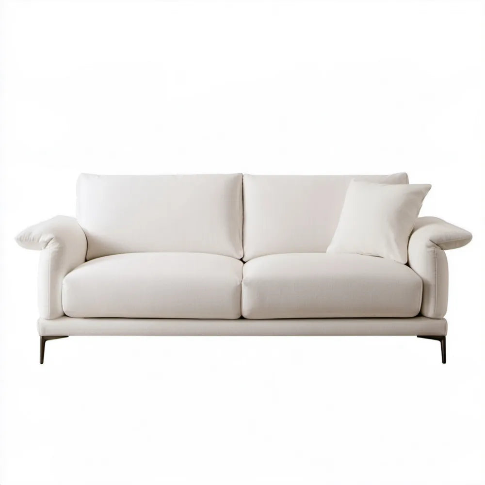 Kremowa sofa dwuosobowa z poduszką dekoracyjną, 180 x 88 x 82 cm