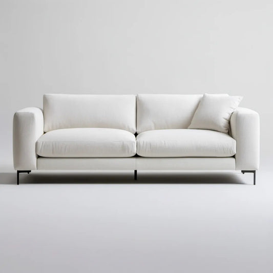 Biała sofa trzyosobowa z tapicerką poliestrową, 220 x 90 x 85 cm