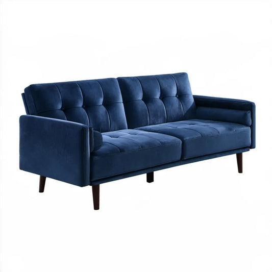 Trzyosobowa sofa z granatowego aksamitu 220 x 90 x 85 cm