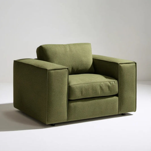 Fotel tapicerowany z poliestru oliwkowy 100 x 90 x 78 cm