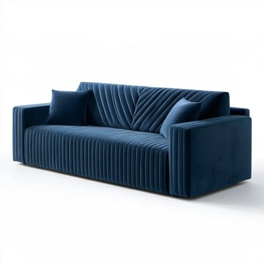 Granatowa sofa z aksamitu poliestrowego 220 x 90 x 78 cm