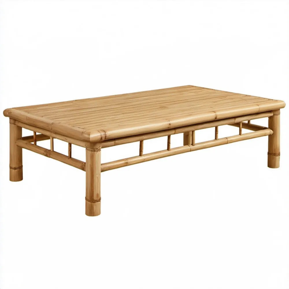 Prostokątny bambusowy stolik kawowy 100 x 60 x 45 cm, naturalny jasnobrązowy