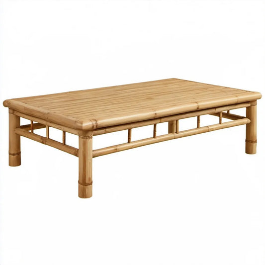 Prostokątny bambusowy stolik kawowy 100 x 60 x 45 cm, naturalny jasnobrązowy