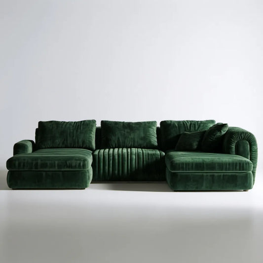 Trzyosobowa sofa welurowa ciemnozielona 280 x 105 x 85 cm